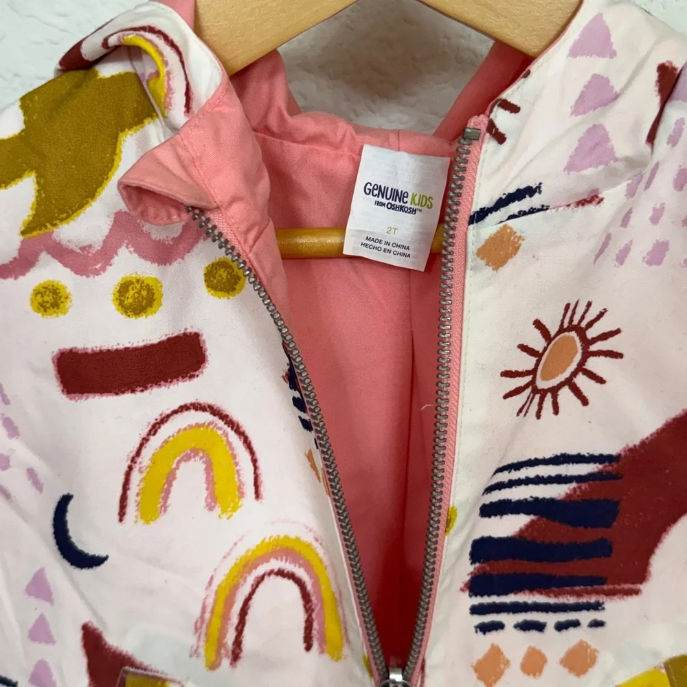 OshKosh • Reversible Rain Poncho with Colorful Boho Western Aztec Rainbow Print